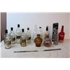 Image 1 : Pumpkin face dominican rum bottle, various empty bottles, Krakan, Smokehead, etc