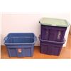 Image 1 : *Three rubbermaid tubs, two with lids - one large without, plus two vintage keyboards