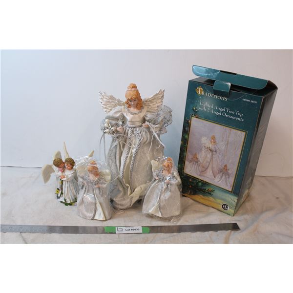Light up Angel tree topper (in box). Angel ornaments