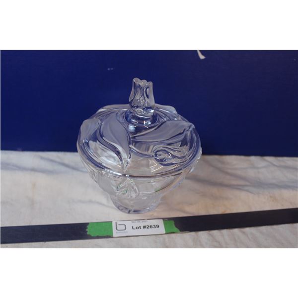 Frosted Glass candy bowl with lid