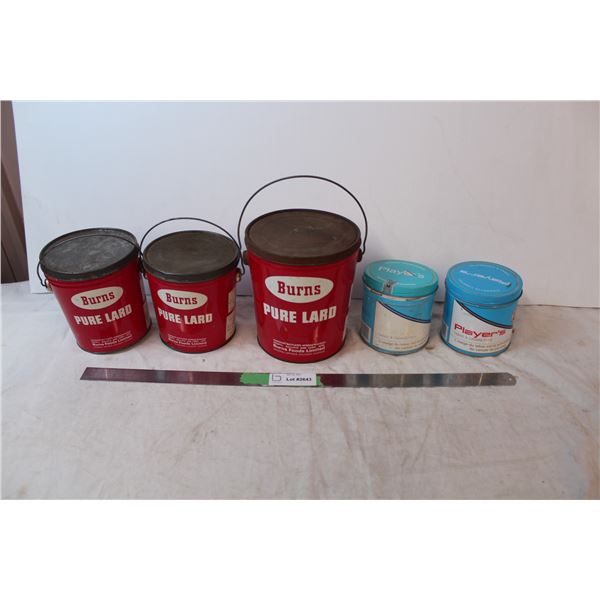 Vintage tobacco tins, lard tins