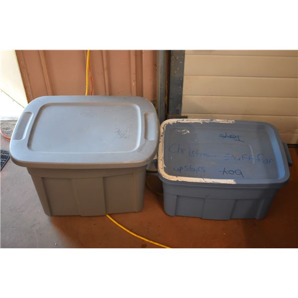 *(2) Plastic Bins - One Lid Doesn't Match