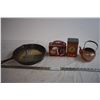 Image 1 : Painted Cast Iron Pan, Mini Star Wars Lunchbox, Repro Tea Tin, and Copper Kettle