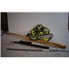 Image 1 : Wooden Cane, Snow Scraper, and Safety Vest