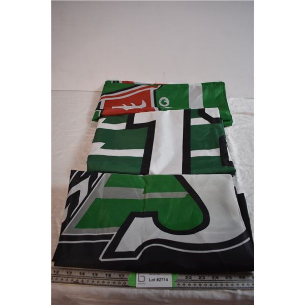 (3) Saskatchewan Roughrider (Pilsner) Flags