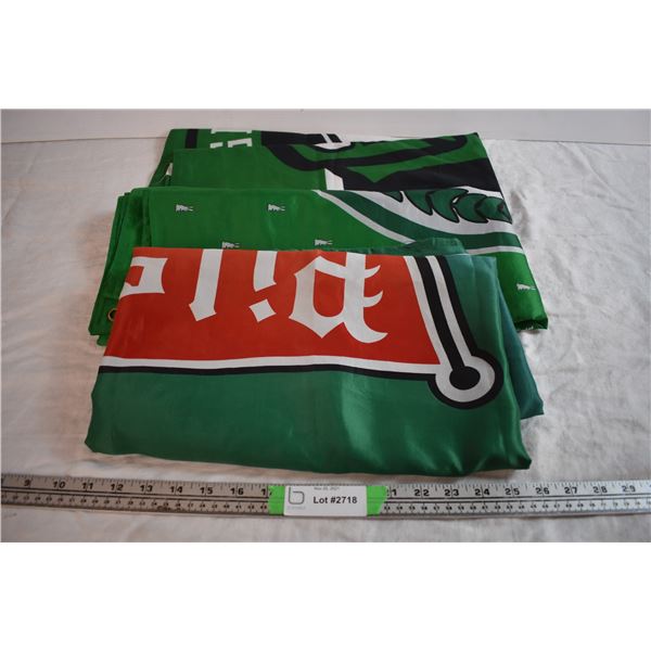 (3) Saskatchewan Roughrider Flags