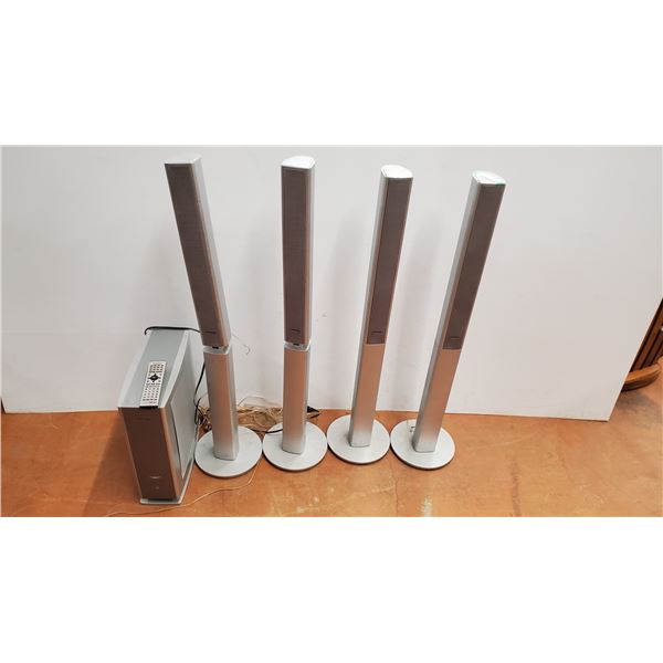 *Panasonic Standing Speaker Set With Remote (Speakers On Left Need To Be Screwed In)
