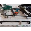 Image 4 : scissor jacks, trouble light, mesh netting, curtain rod, makita drill