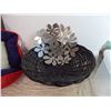 Image 4 : dog bed + wicker basket with metal decor, fish tank supplies, plastic container