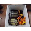 Image 2 : *Box of outdoor items - ball hitches, garden hose spool, lights, tow rope (damaged end) misc
