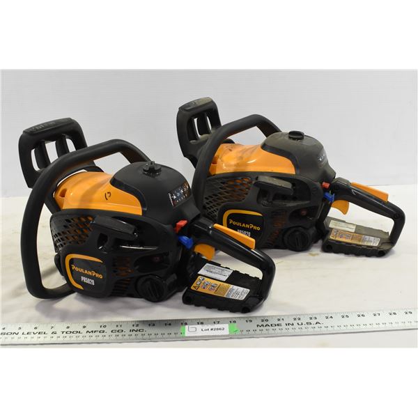 2 PoulanPro PR5020 Chainsaws – No Blade, Untested