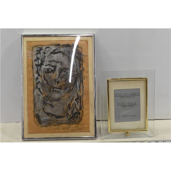 Bevelled Picture Frame & Painting in Frame