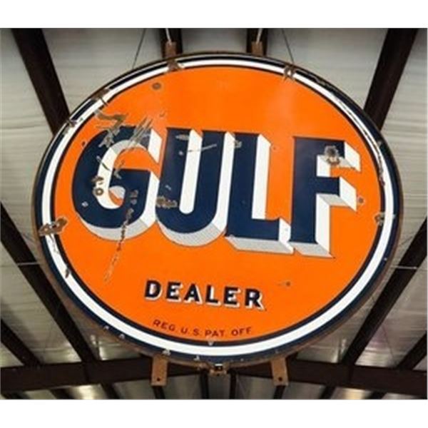 6 ft Gulf Porcelain Dealer's Sign