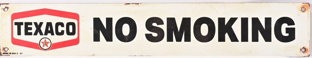 Texaco No Smoking Porcelain Sign