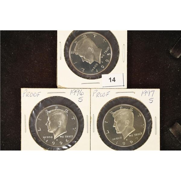 1995-S, 1996-S & 1997-S PROOF KENNEDY HALVES