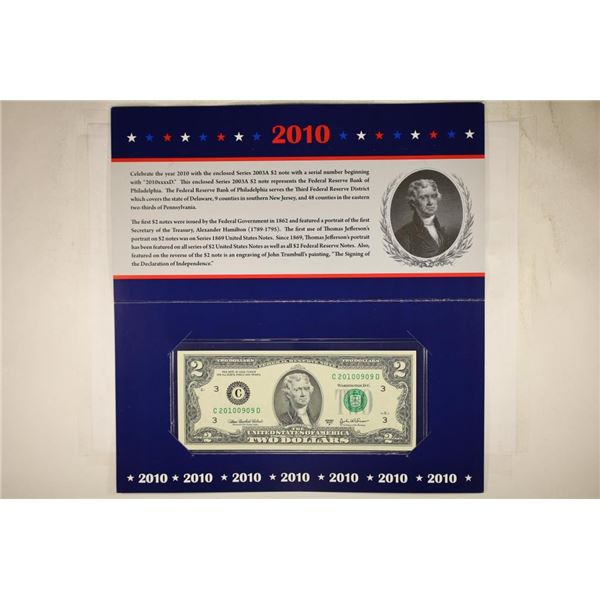 2003-A US $2 FRN CRISP UNC SERIAL # STARTS 2010