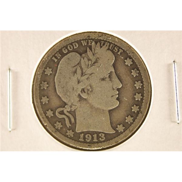 1913-D BARBER QUARTER VERY GOOD