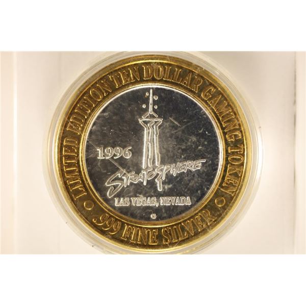 CASINO $10 SILVER TOKEN (UNC) 1996 STRATOSPHERE