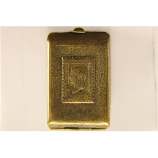 VINTAGE BRASS STAMP BOX "NEAT PIECE" HOW MANY HAVE