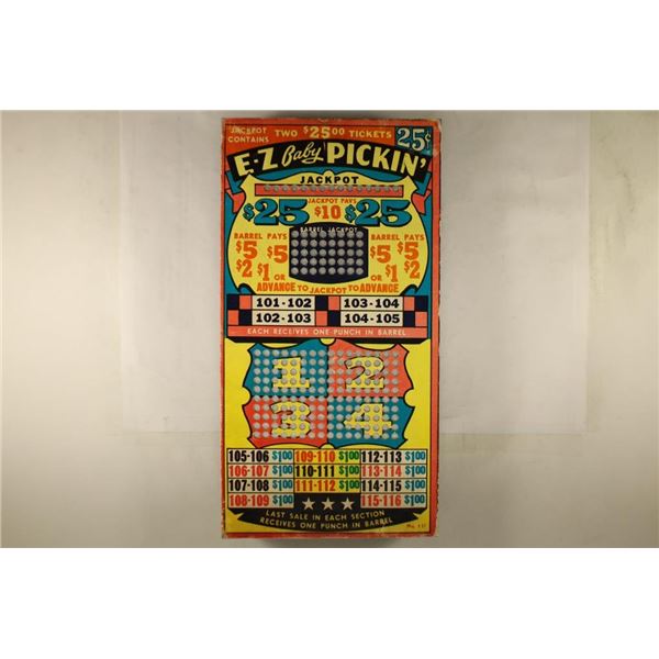 UNUSED VINTAGE PUNCH BOARD 4 3/4'' X 9 3/16''