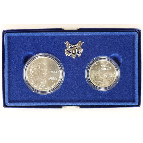 1993 BILL OF RIGHTS COMMEMORATIVE 2 COIN UNC SET