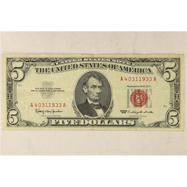 1963 $5 US RED SEAL NOTE
