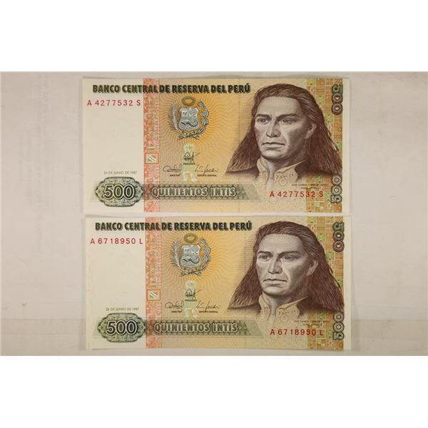 2-1987 PERU 500 INTIS CRISP UNC