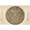 Image 1 : 1938-G GERMAN SILVER 2 MARKS WITH SWASTIKA EF/AU