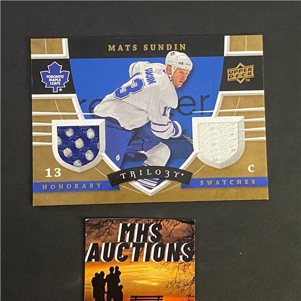 MATS SUNDIN 2008 TRILOGY HOCKEY DUAL JERSEY CARD (ref26)