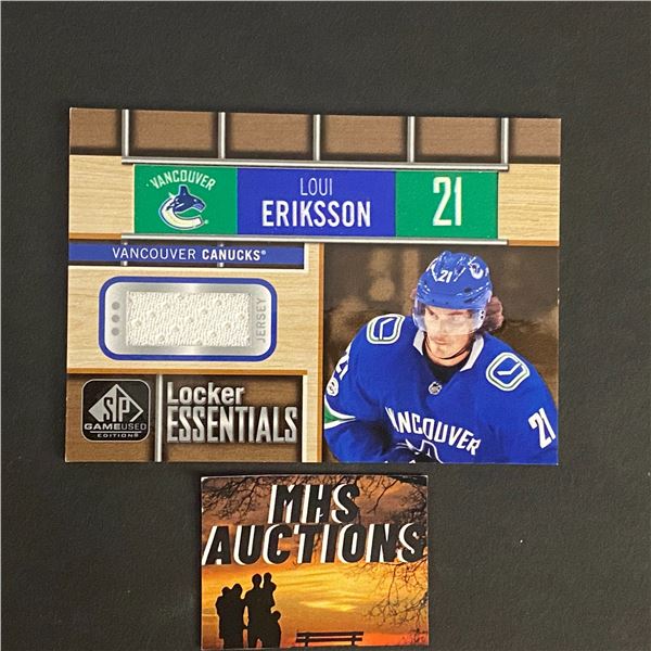 LOUI ERIKSSON 2018-19 SP GAME USED CANUCKS JERSEY CARD (ref43)
