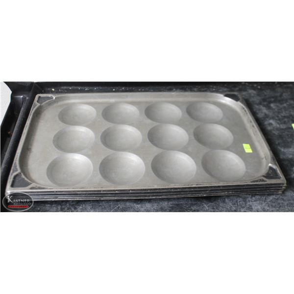 LOT OF 4 S/S POACHING PANS FITS FULL SIZE INSERT