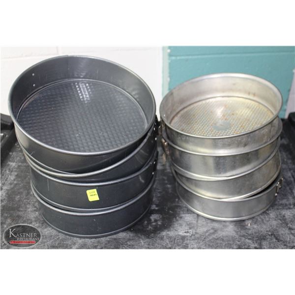 LOT OF 8 SPRINGFORM PANS 4, 10"- 4, 9"