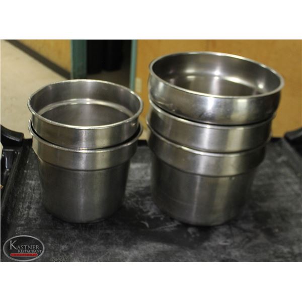 LOT OF 5 ASSORTED S/S SOUP INSERTS