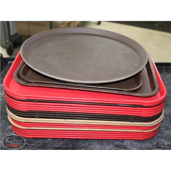 LOT OF 22 ASSORTED SERVING TRAYS