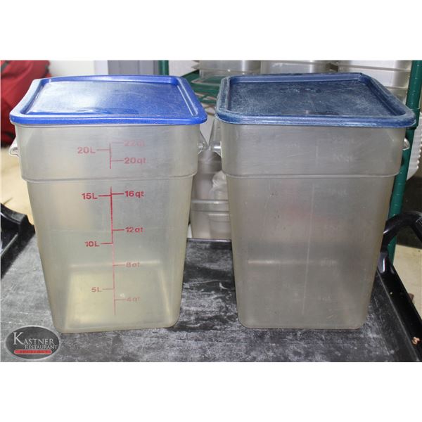 PAIR OF CAMBRO 22 QUART DRY STORAGE BINS /W LIDS