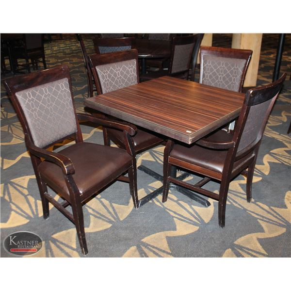 SQUARE DINING TABLE /W 4 ARM CHAIRS