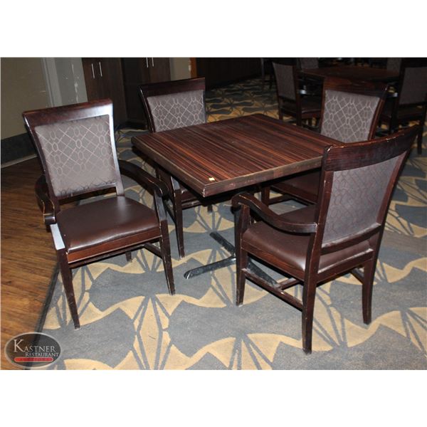 SQUARE DINING TABLE /W 4 ARM CHAIRS