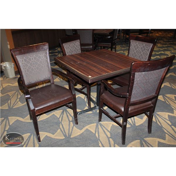 SQUARE DINING TABLE /W 4 ARM CHAIRS