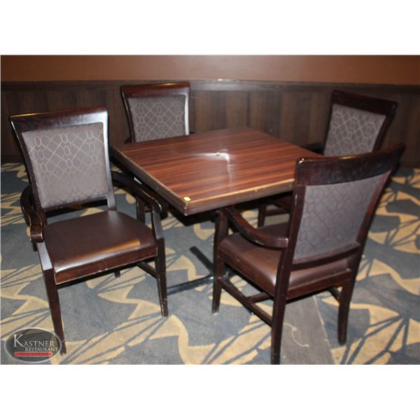 SQUARE DINING TABLE /W 4 ARM CHAIRS