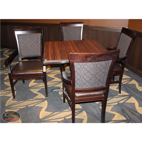 SQUARE DINING TABLE /W 4 ARM CHAIRS