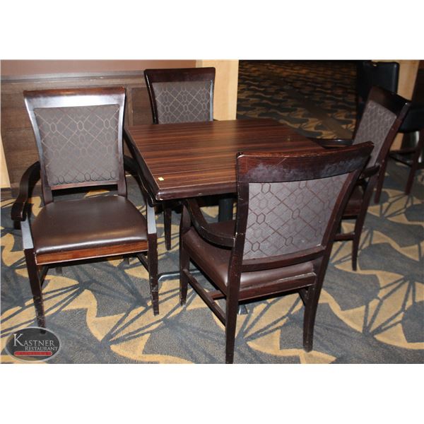 SQUARE DINING TABLE /W 4 ARM CHAIRS