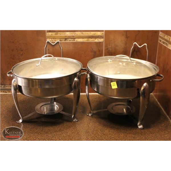 LOT OF TWO ROUND CHAFING DISHES 12" DIAMETER