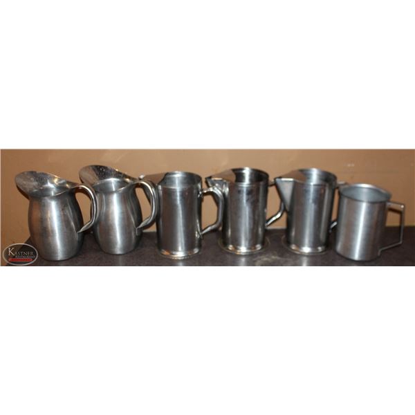 LOT OF 6 ASSORTED S/S PITCHERS