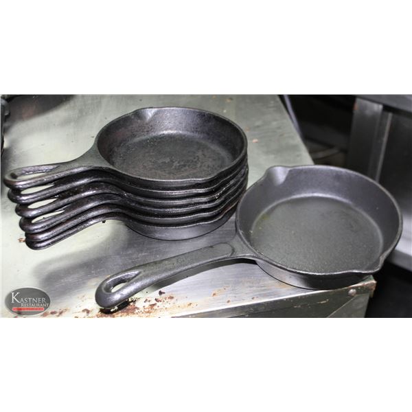 LOT OF 7 6" CAST IRON MINI FRYING PANS