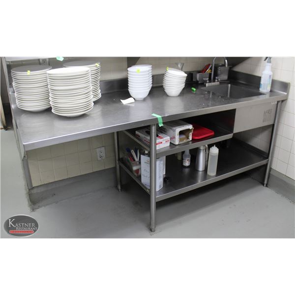 SINGLE WELL SINK WITH WORK TOP AND UNDER STORAGE