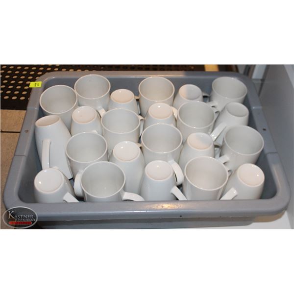 BUS BIN WITH 22 COFFEE MUGS