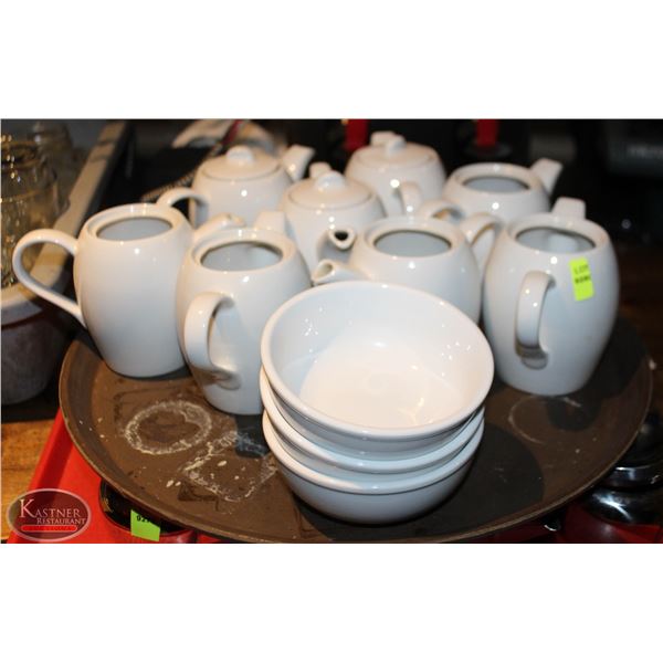 SERVING TRAY OF ASSORTED DISHWARE