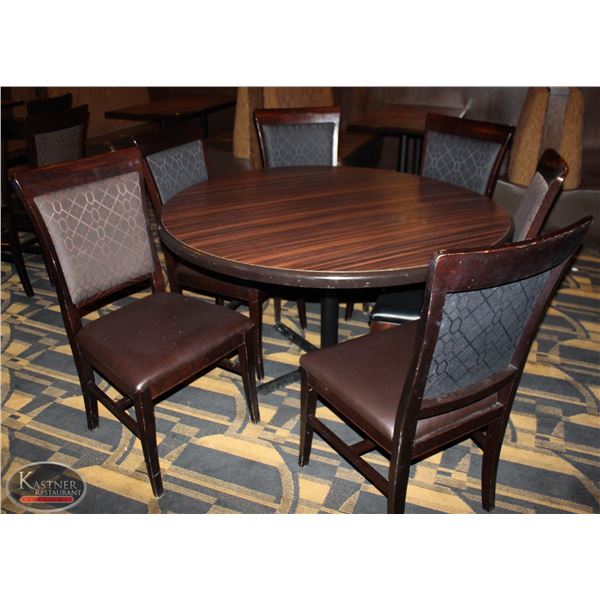 53" ROUND DINING TABLE WITH 6 DINING CHAIRS