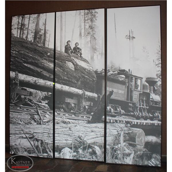 LOT OF 3 LARGE FRAMED CANVAS PRINTS 109"X37"