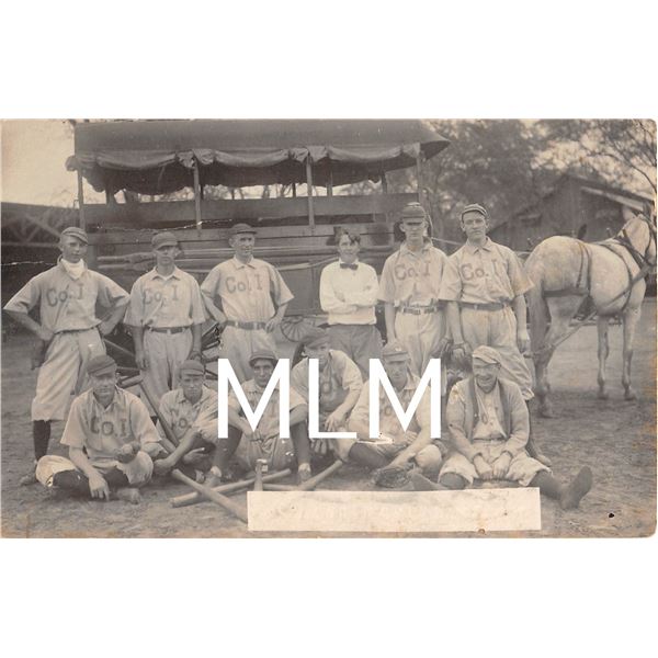 Baseball Team 1912 in Front of Horse Wagon Honolulu, Hawaii Photo Postcard